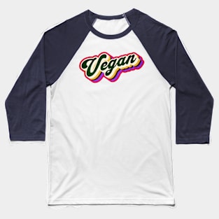 Colorful Retro Vegan Graphic Logo Baseball T-Shirt